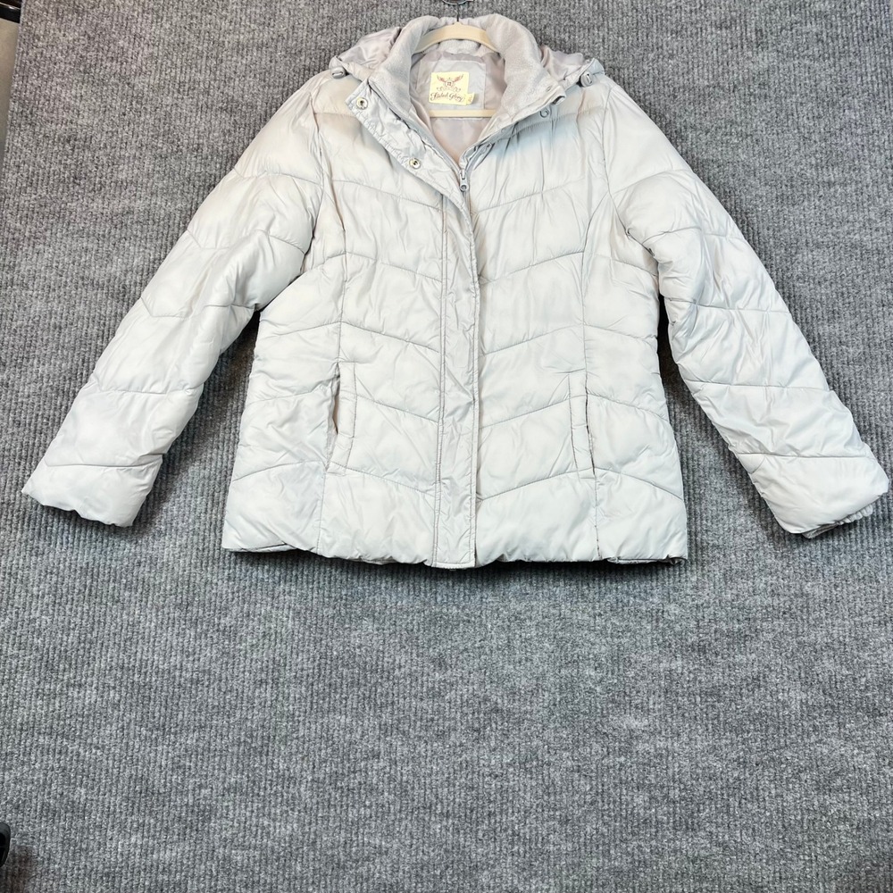 Faded Glory Puffer Jacket Nylon Soft Silver Quilted Winter Gorpcore L